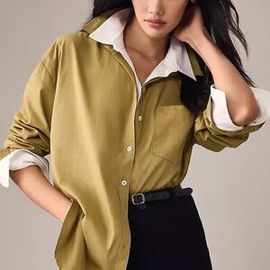 Anthropologie - The Bennet Buttondown Shirt by Maeve Size: XL (Green)